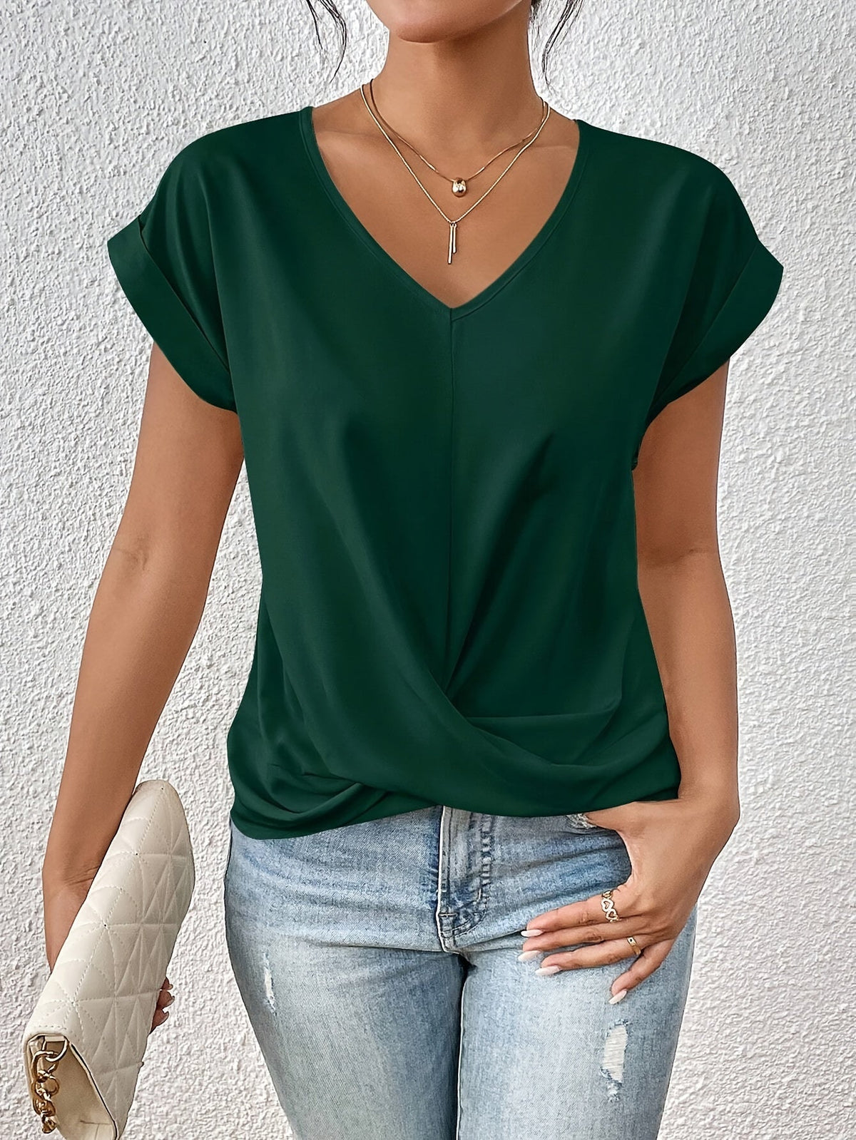 Yasmine Women's V-Neck Draped Knot Top