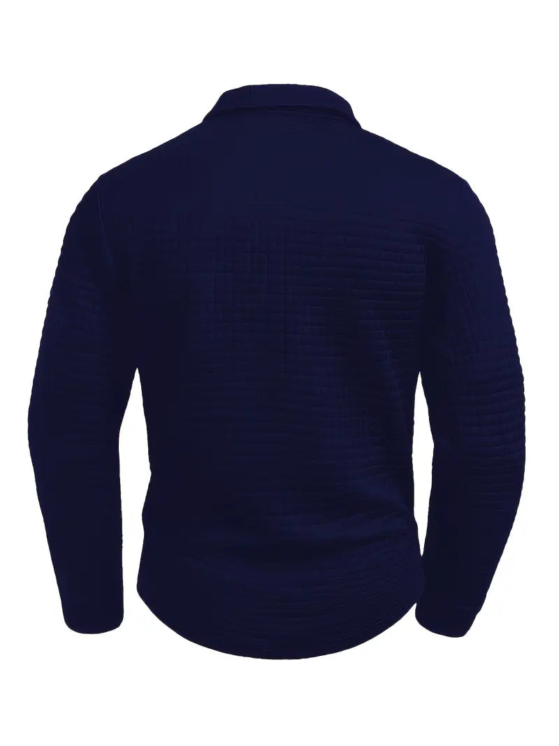 Aero | Men's Textured Long Sleeve Polo Shirt With Sleeve Pocket