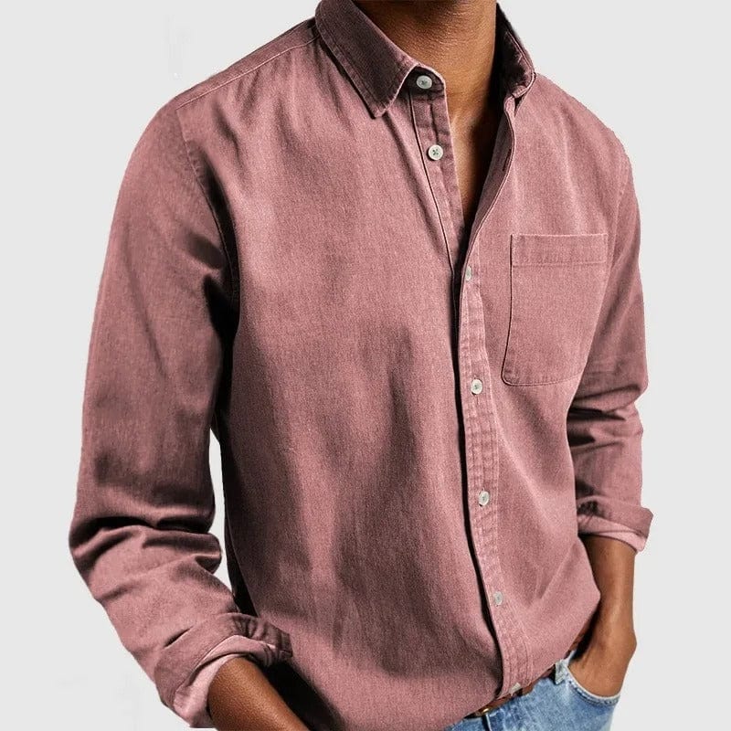 Alvin | Men's Long Sleeve Button Down Shirt with Chest Pocket