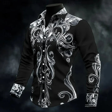 Apex | Men’s Baroque Print Long Sleeve Shirt With Button Front