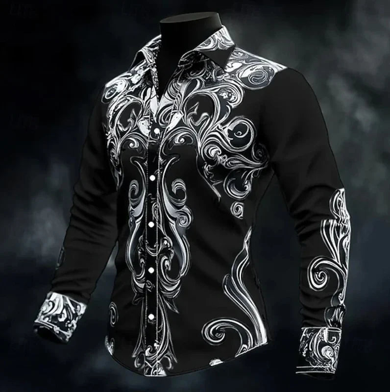 Apex | Men’s Baroque Print Long Sleeve Shirt With Button Front