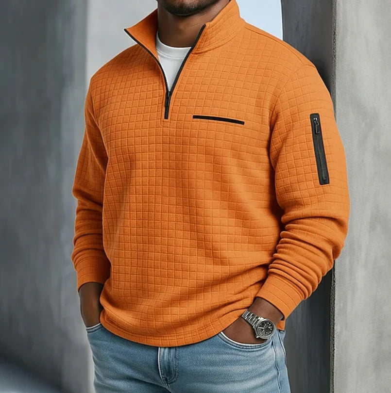 Beckham | Men's Long Sleeve Quarter Zip Pullover with Stand Collar