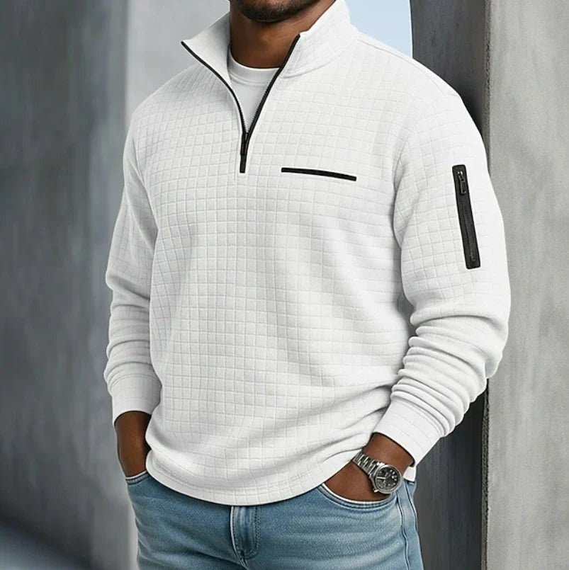 Beckham | Men's Long Sleeve Quarter Zip Pullover with Stand Collar