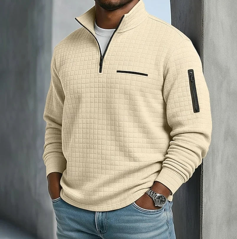 Beckham | Men's Long Sleeve Quarter Zip Pullover with Stand Collar