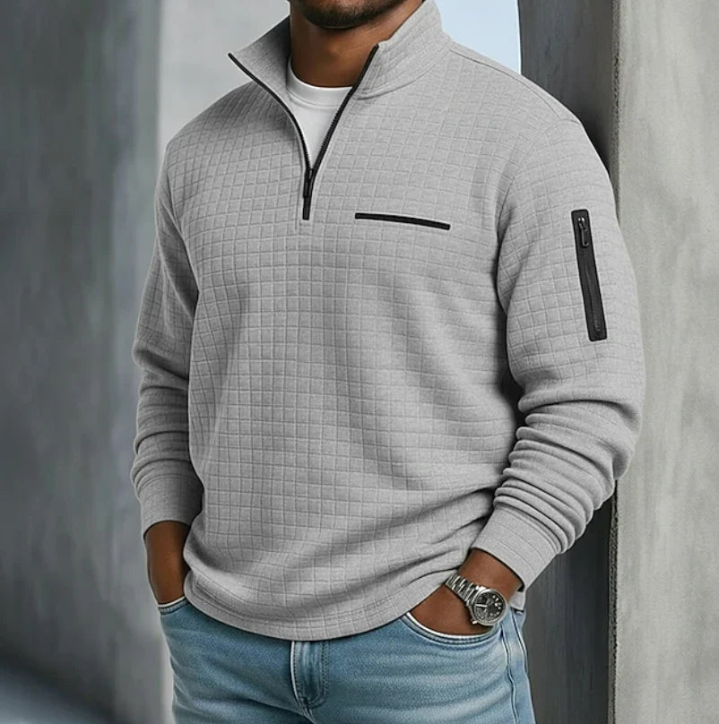 Beckham | Men's Long Sleeve Quarter Zip Pullover with Stand Collar