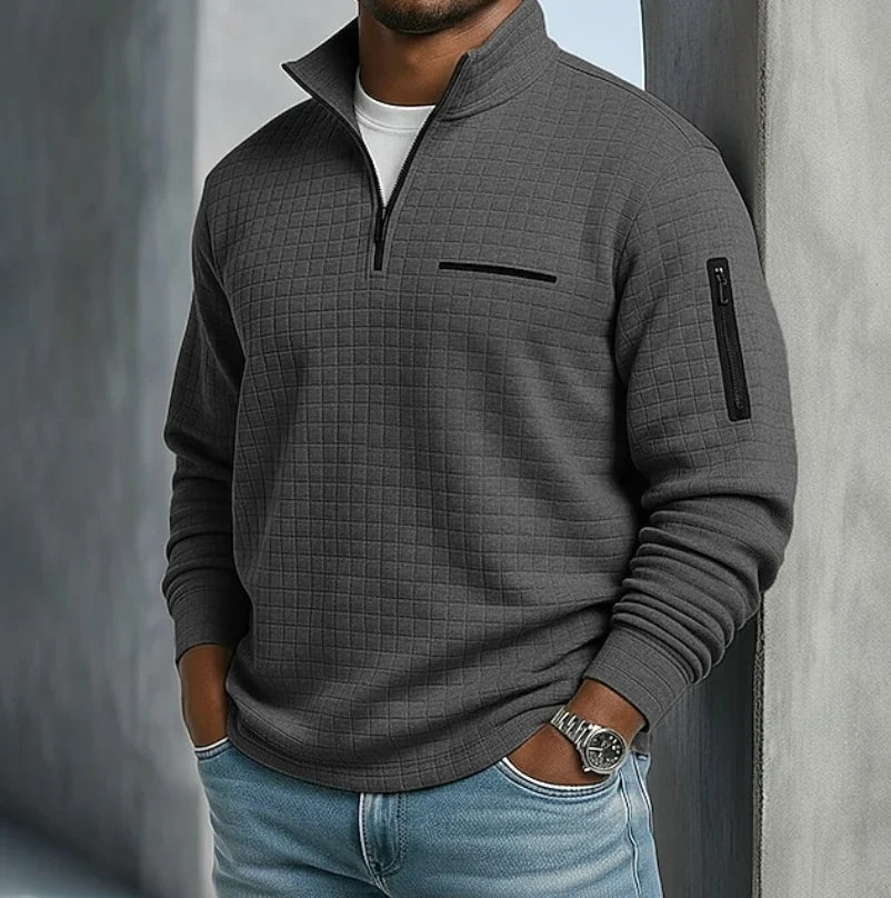 Beckham | Men's Long Sleeve Quarter Zip Pullover with Stand Collar