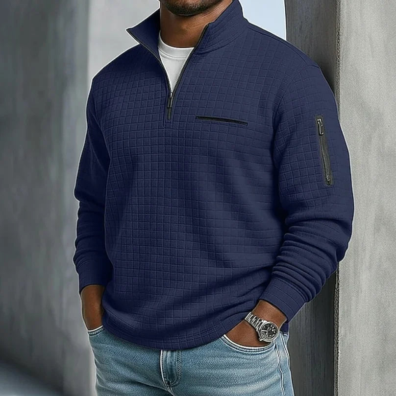 Beckham | Men's Long Sleeve Quarter Zip Pullover with Stand Collar
