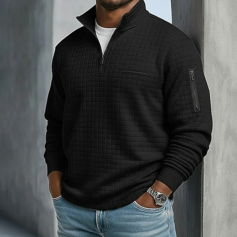 Beckham | Men's Long Sleeve Quarter Zip Pullover with Stand Collar
