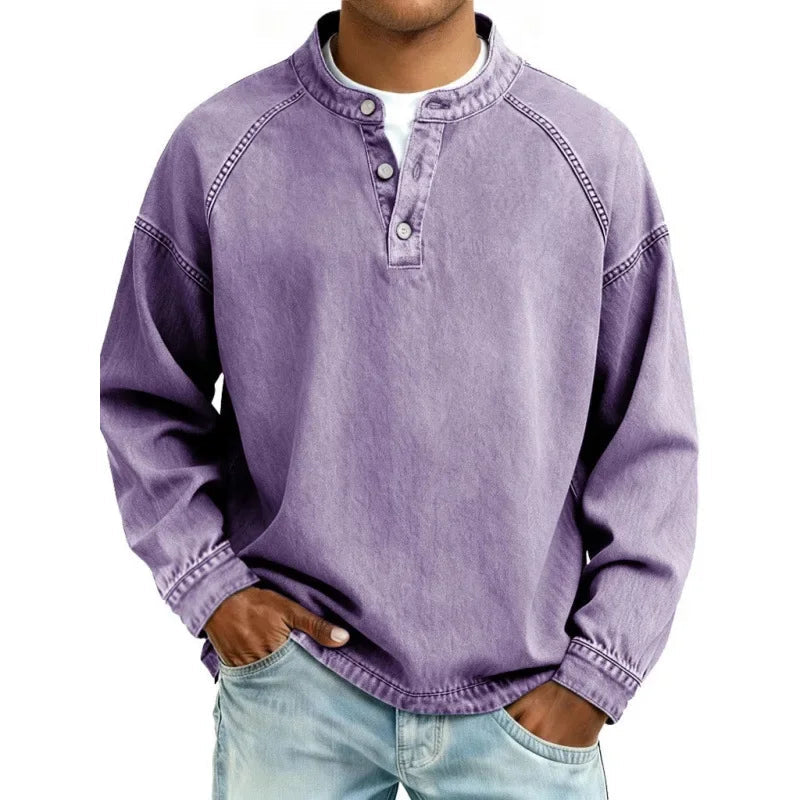 Bram | Men Long‑Sleeve Denim Shirt with Buttons