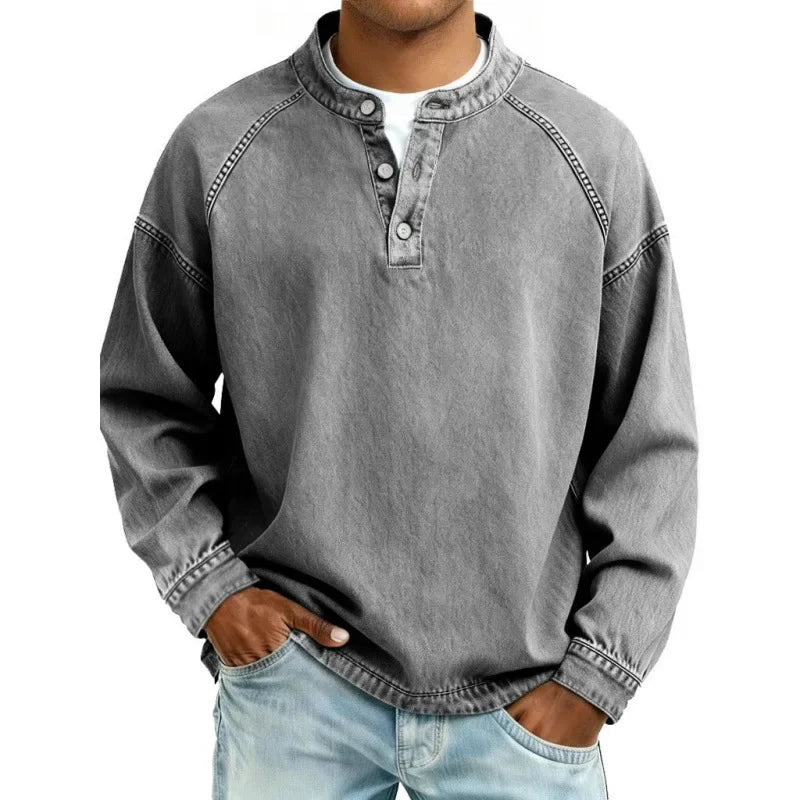 Bram | Men Long‑Sleeve Denim Shirt with Buttons
