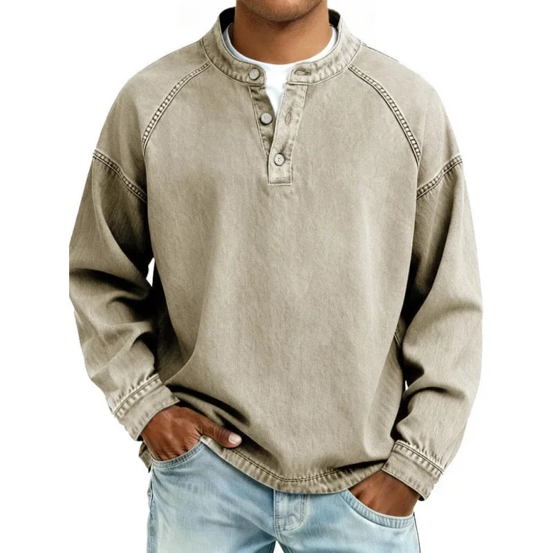 Bram | Men Long‑Sleeve Denim Shirt with Buttons