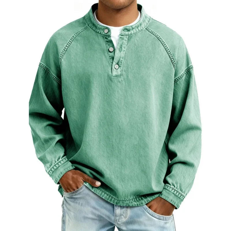 Bram | Men Long‑Sleeve Denim Shirt with Buttons