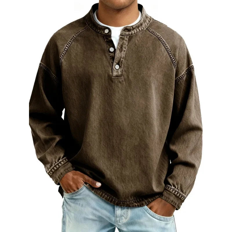 Bram | Men Long‑Sleeve Denim Shirt with Buttons
