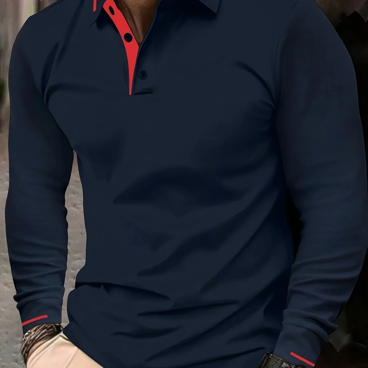 Dapper | Men's Long Sleeve Polo Shirt with Contrast Collar
