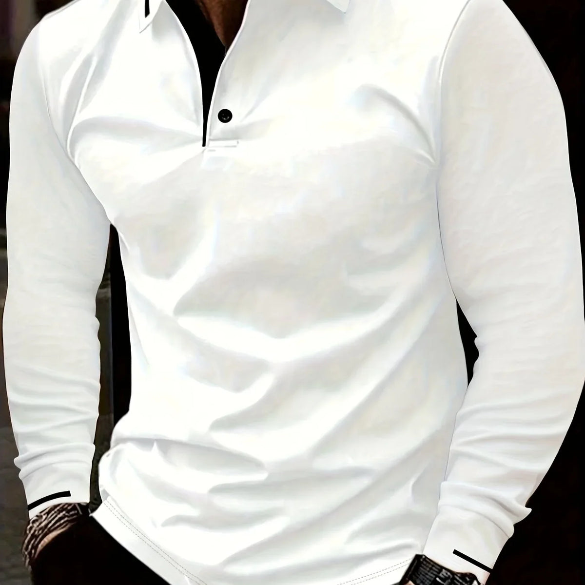 Dapper | Men's Long Sleeve Polo Shirt with Contrast Collar