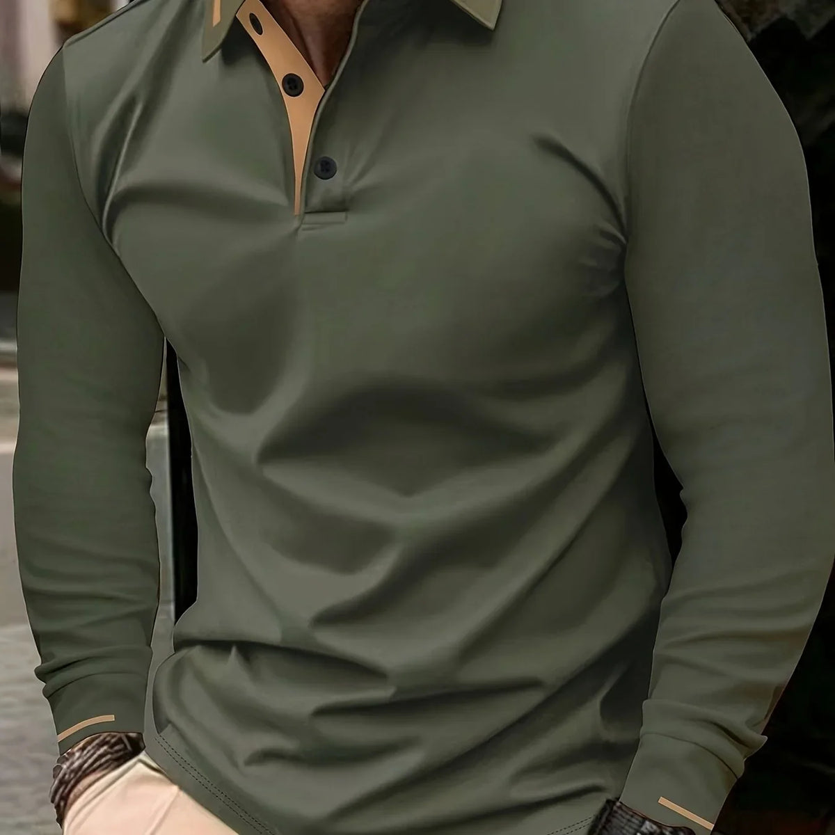 Dapper | Men's Long Sleeve Polo Shirt with Contrast Collar