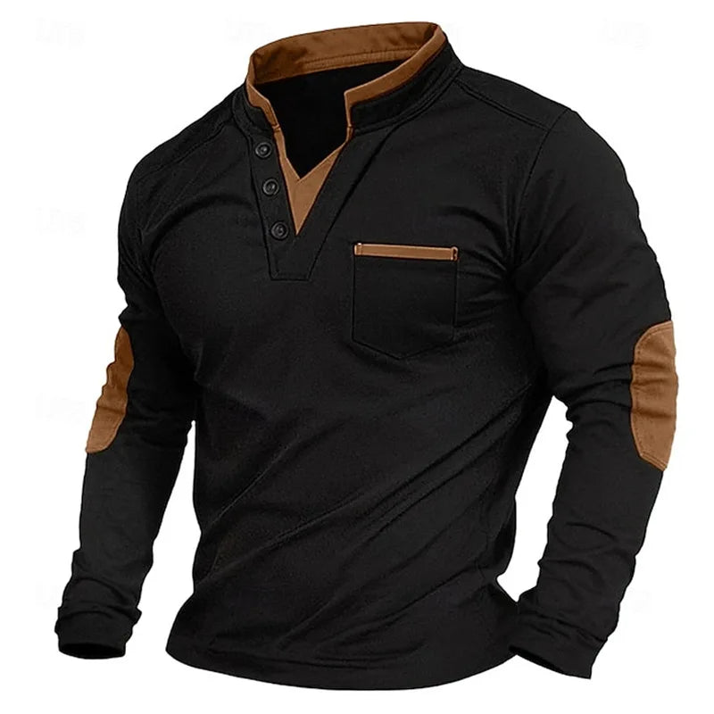Eden | Men's Long Sleeve Henley Shirt with Button Placket
