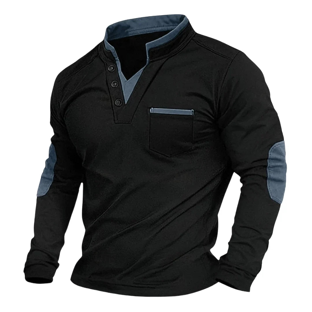 Eden | Men's Long Sleeve Henley Shirt with Button Placket