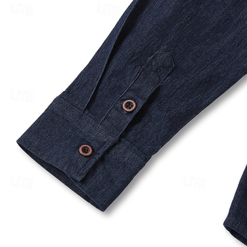 Grady | Men's Denim Shirt Long Sleeve with Chest Pockets