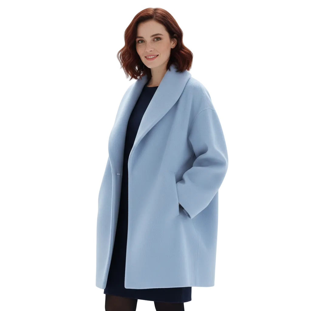 Vicky Women's Oversized Long Coat with Wide Lapels