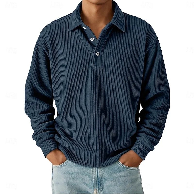Wander | Men’s Ribbed Knit Polo Sweater Long Sleeves