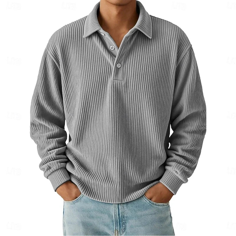 Wander | Men’s Ribbed Knit Polo Sweater Long Sleeves