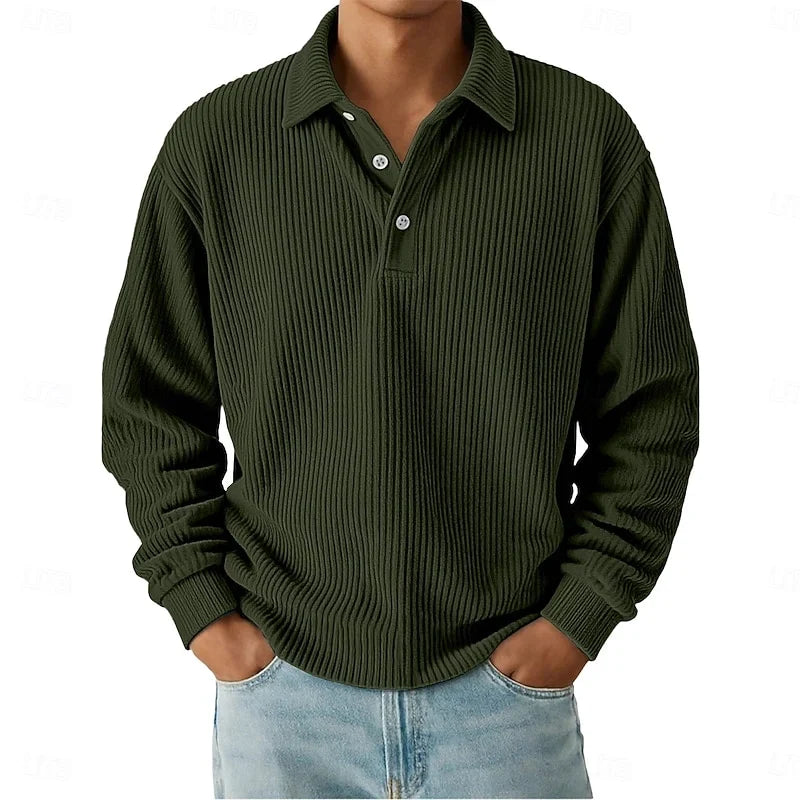 Wander | Men’s Ribbed Knit Polo Sweater Long Sleeves