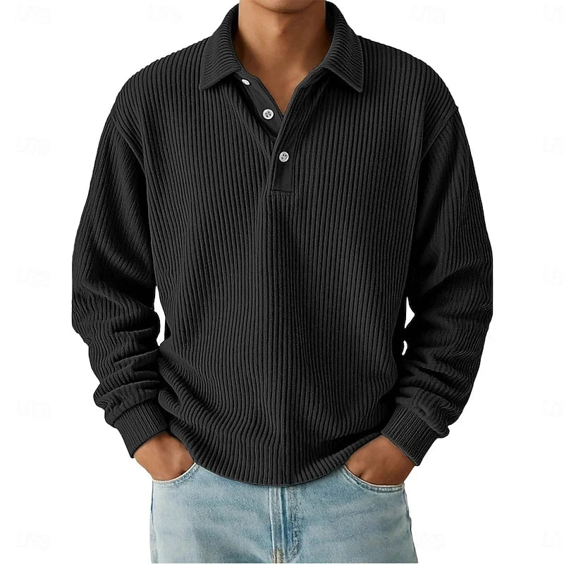 Wander | Men’s Ribbed Knit Polo Sweater Long Sleeves