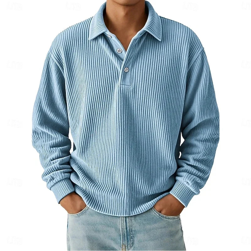 Wander | Men’s Ribbed Knit Polo Sweater Long Sleeves