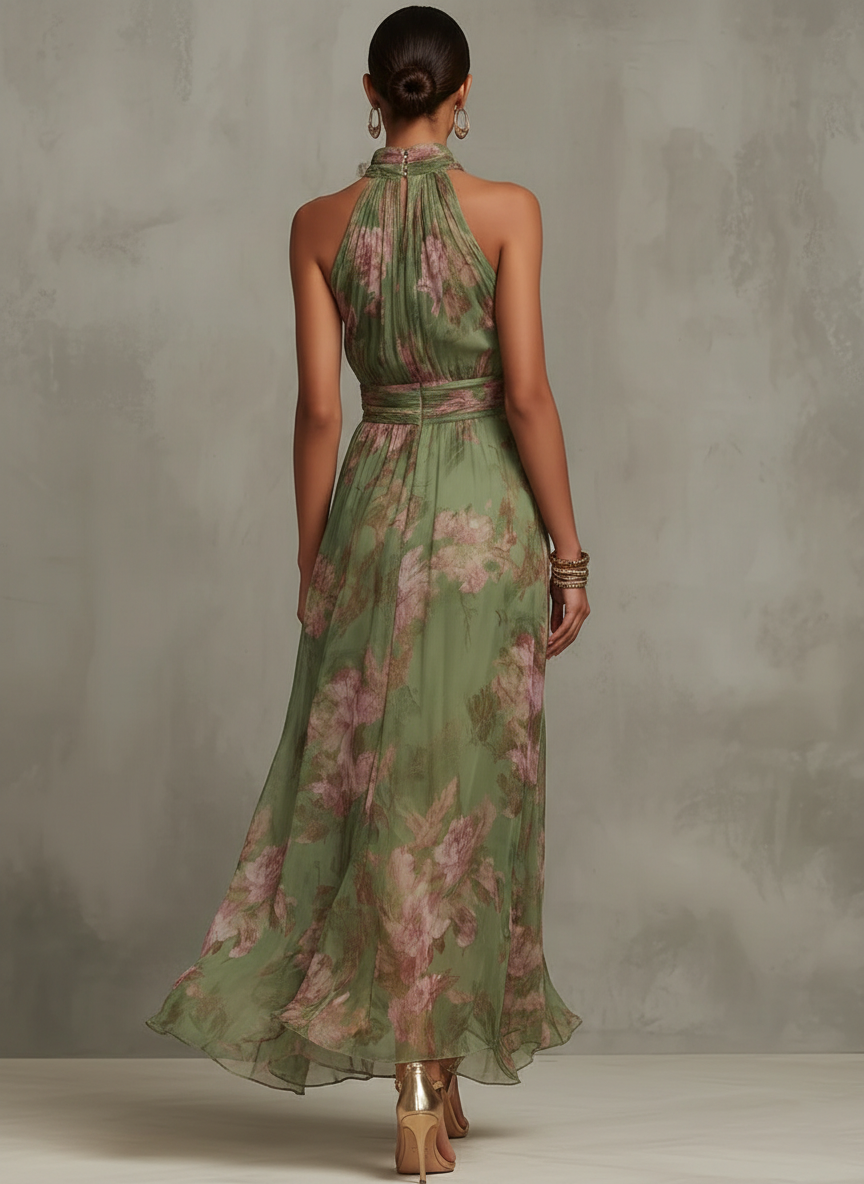 Abigail | Stylish Floral Halter Maxi Dress for Races Dresses & Wedding Guest Style