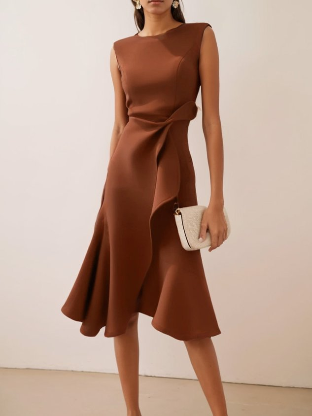 Eleanor | Stylish Draped Asymmetrical Midi Races Dress