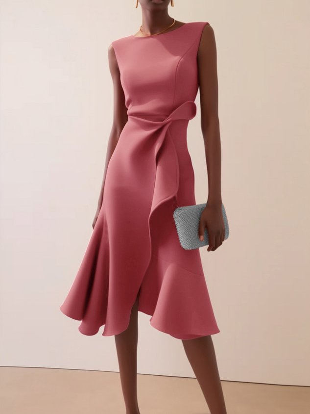 Eleanor | Stylish Draped Asymmetrical Midi Races Dress