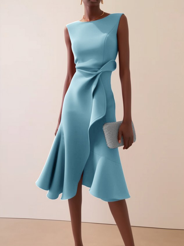 Eleanor | Stylish Draped Asymmetrical Midi Races Dress