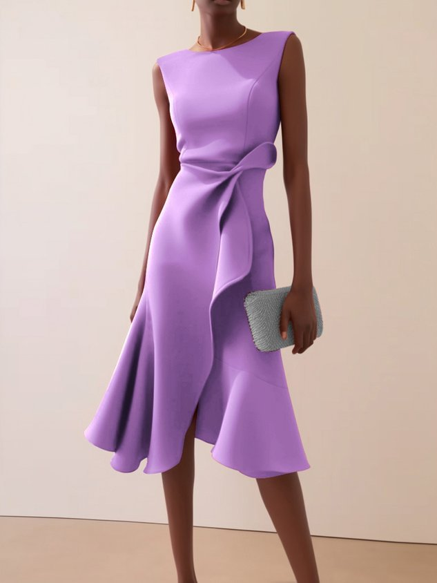 Eleanor | Stylish Draped Asymmetrical Midi Races Dress