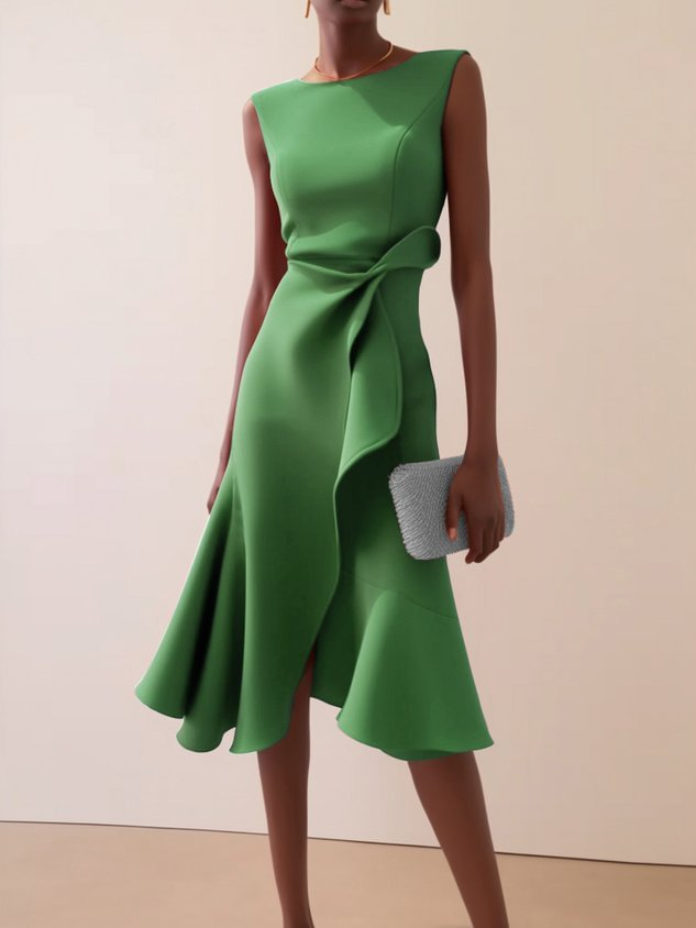 Eleanor | Stylish Draped Asymmetrical Midi Races Dress