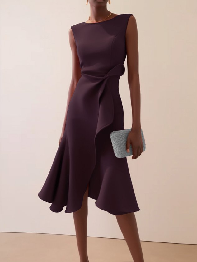 Eleanor | Stylish Draped Asymmetrical Midi Races Dress
