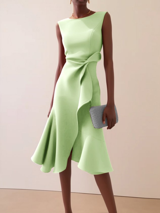 Eleanor | Stylish Draped Asymmetrical Midi Races Dress
