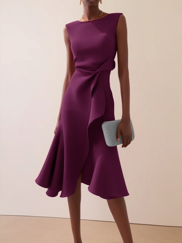 Eleanor | Stylish Draped Asymmetrical Midi Races Dress