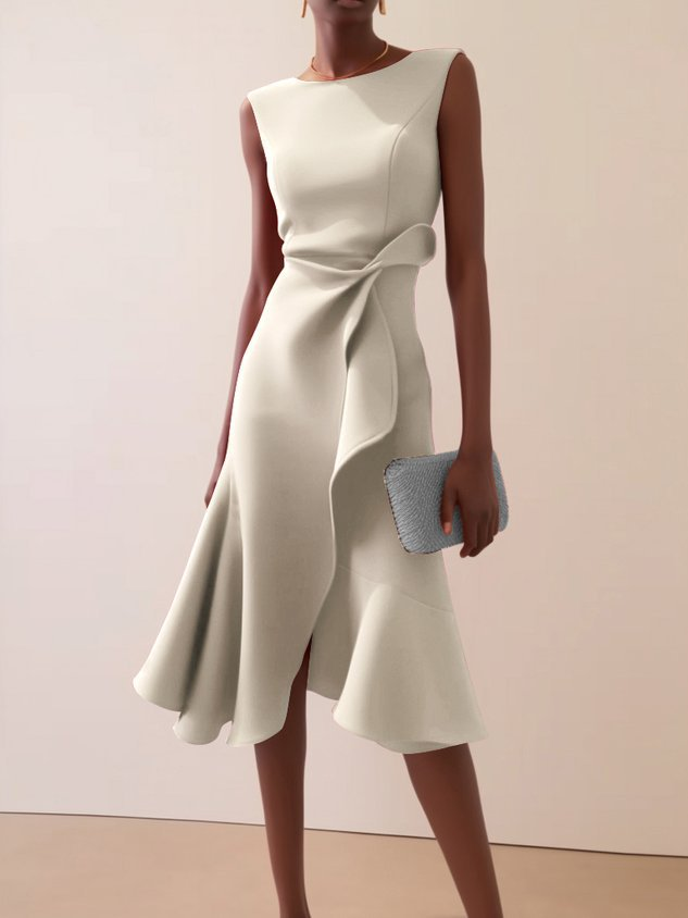 Eleanor | Stylish Draped Asymmetrical Midi Races Dress