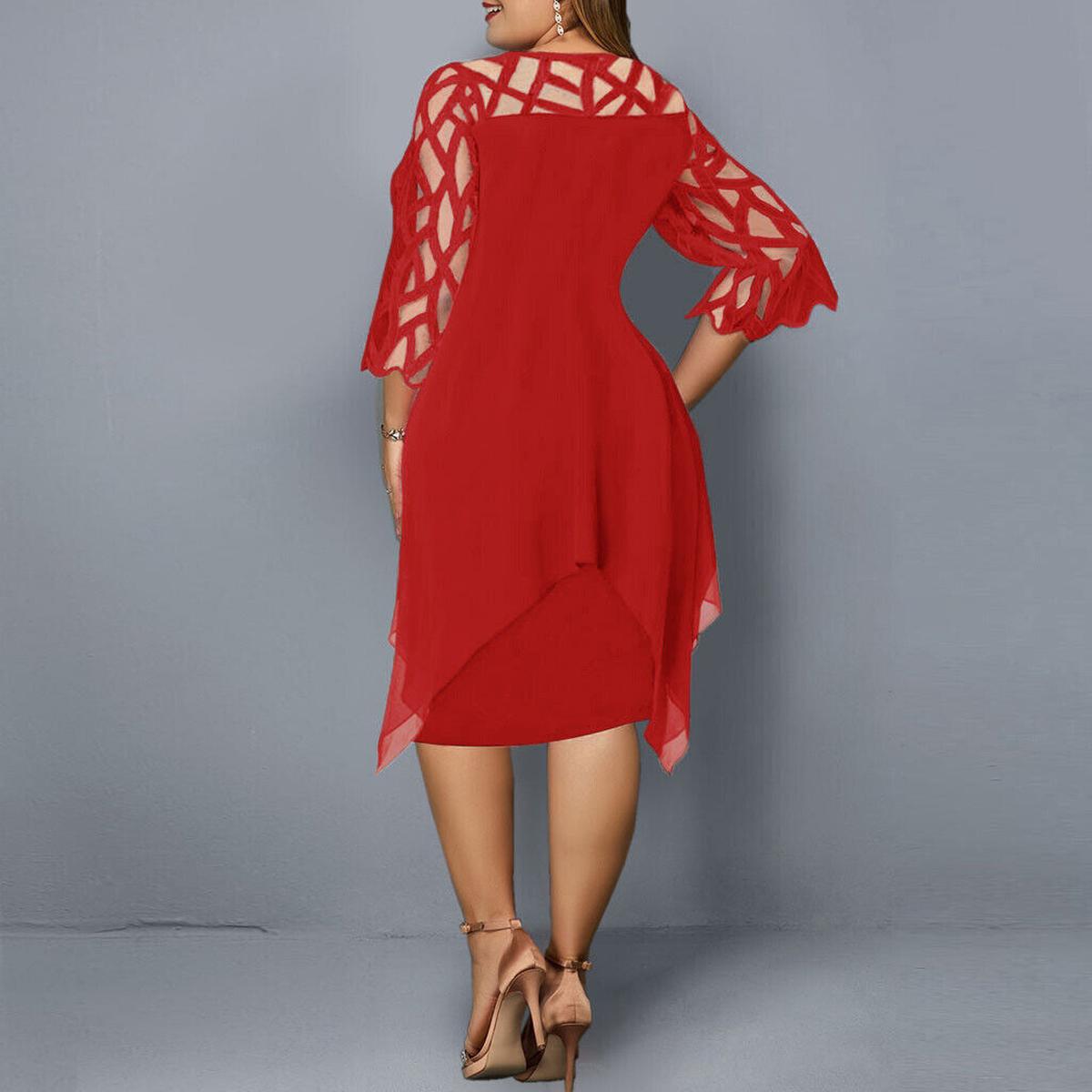 Hannah | Elegant Cocktail Dress with Cutout Mesh Sleeves