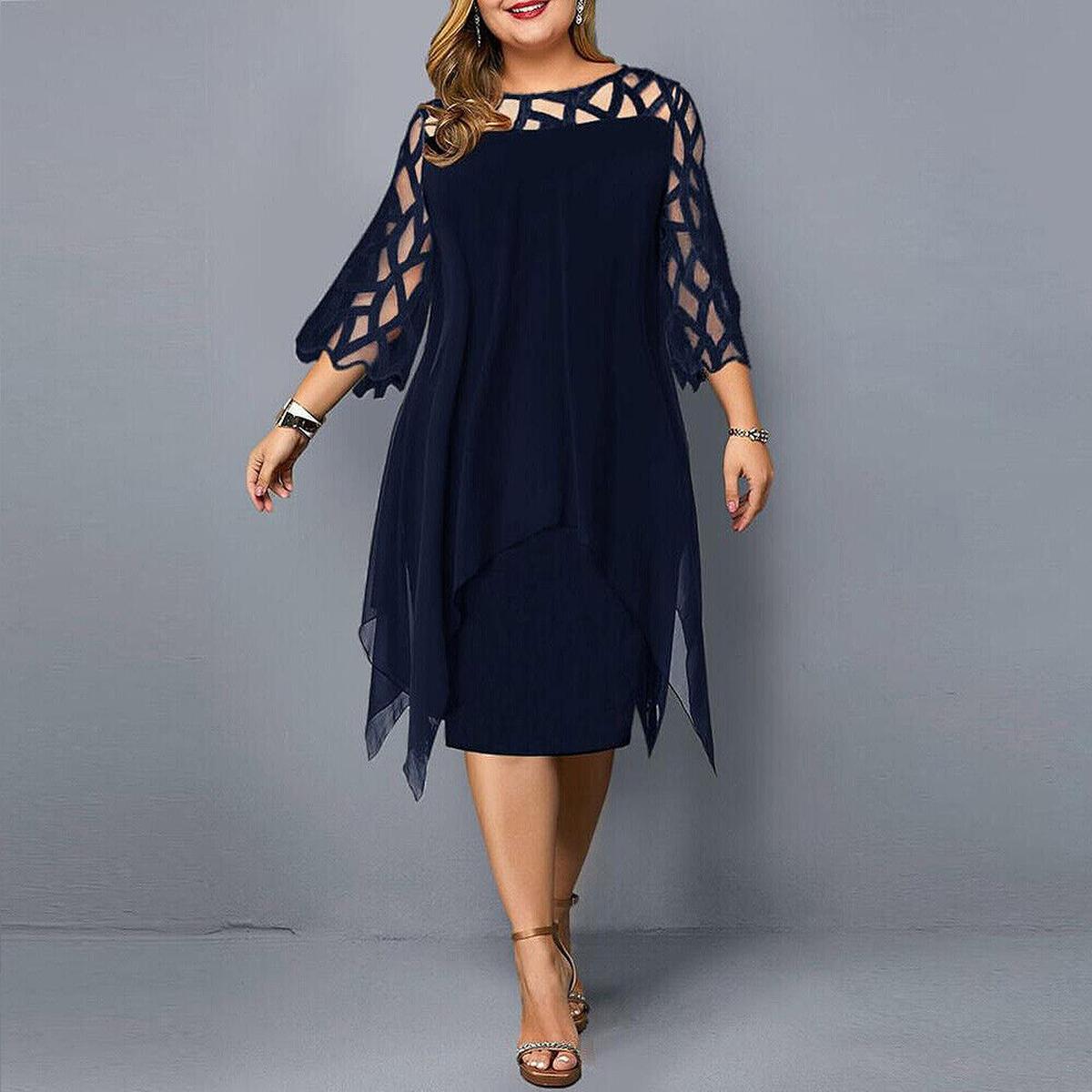 Hannah | Elegant Cocktail Dress with Cutout Mesh Sleeves