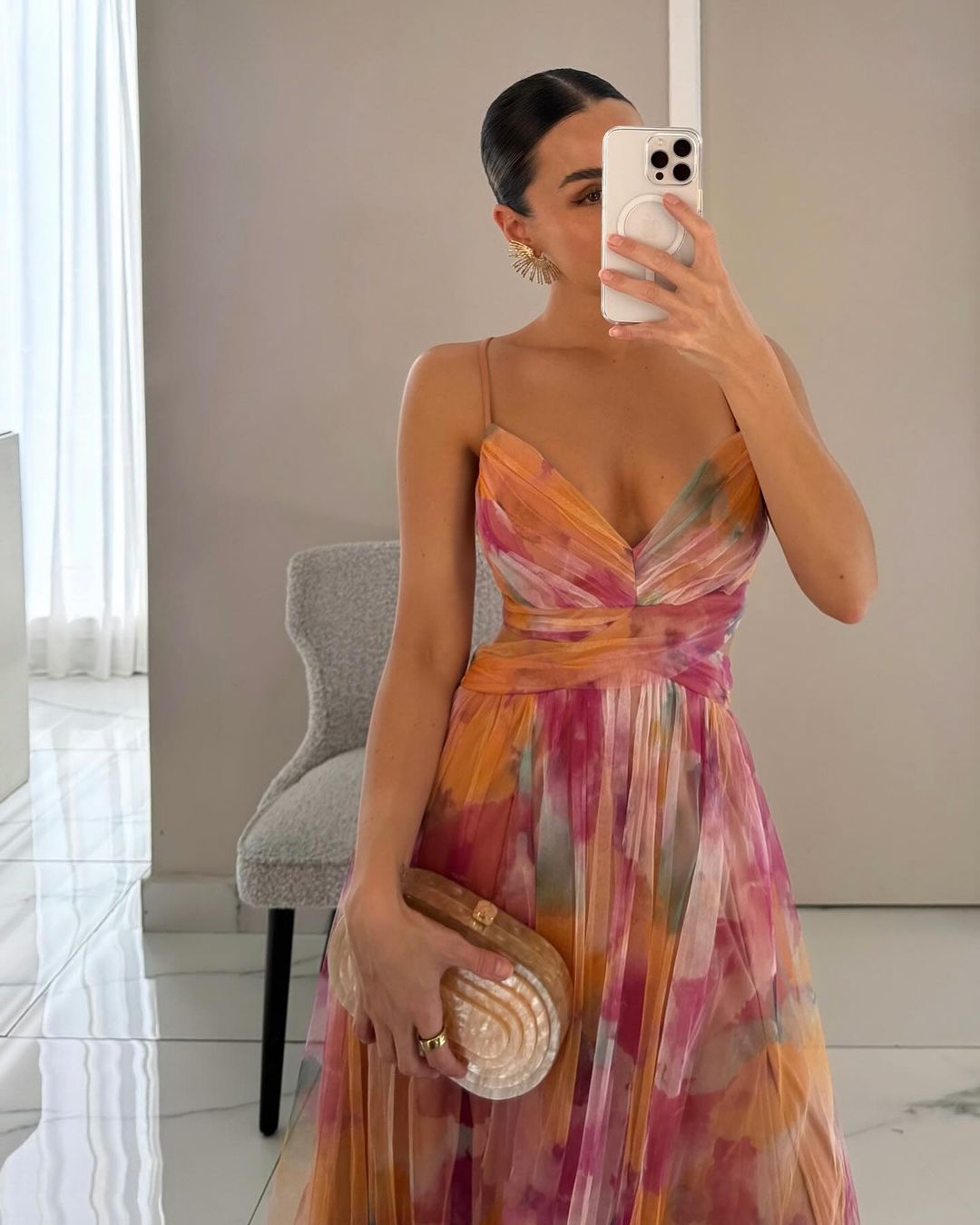 Hazel | Timeless Watercolor Floral Cocktail Dress with Maxi Skirt