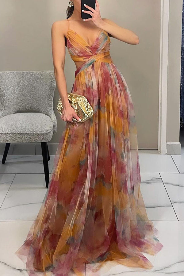 Hazel | Timeless Watercolor Floral Cocktail Dress with Maxi Skirt