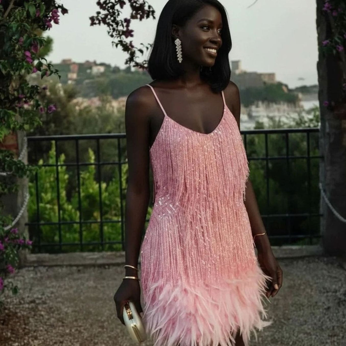 Isabelle | Classic Fringe Feather Sequin Mini Dress