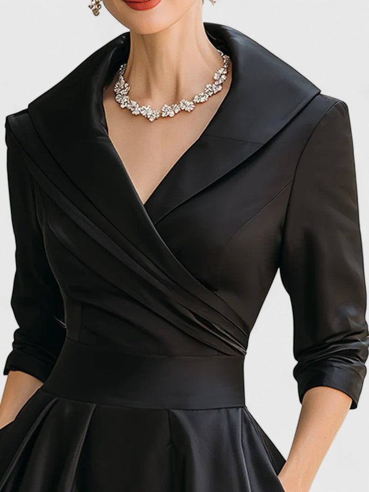 Luna | Sophisticated Wrap Collar Midi Race Dress