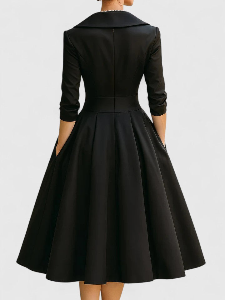 Luna | Sophisticated Wrap Collar Midi Race Dress
