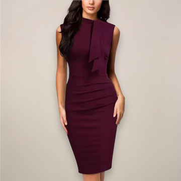 Margot | Graceful Sheath Races Dress with Bow Neck Detail