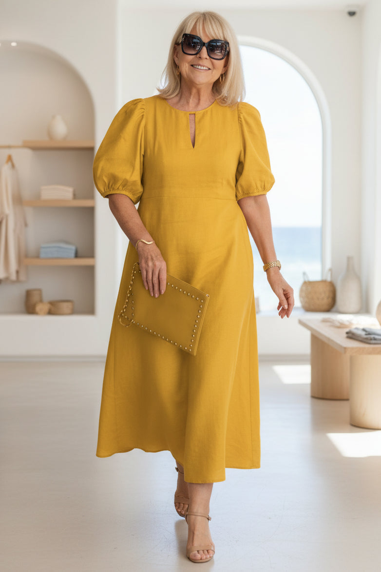 Millie | Relaxed Puff Sleeve Midi Cocktail Dress