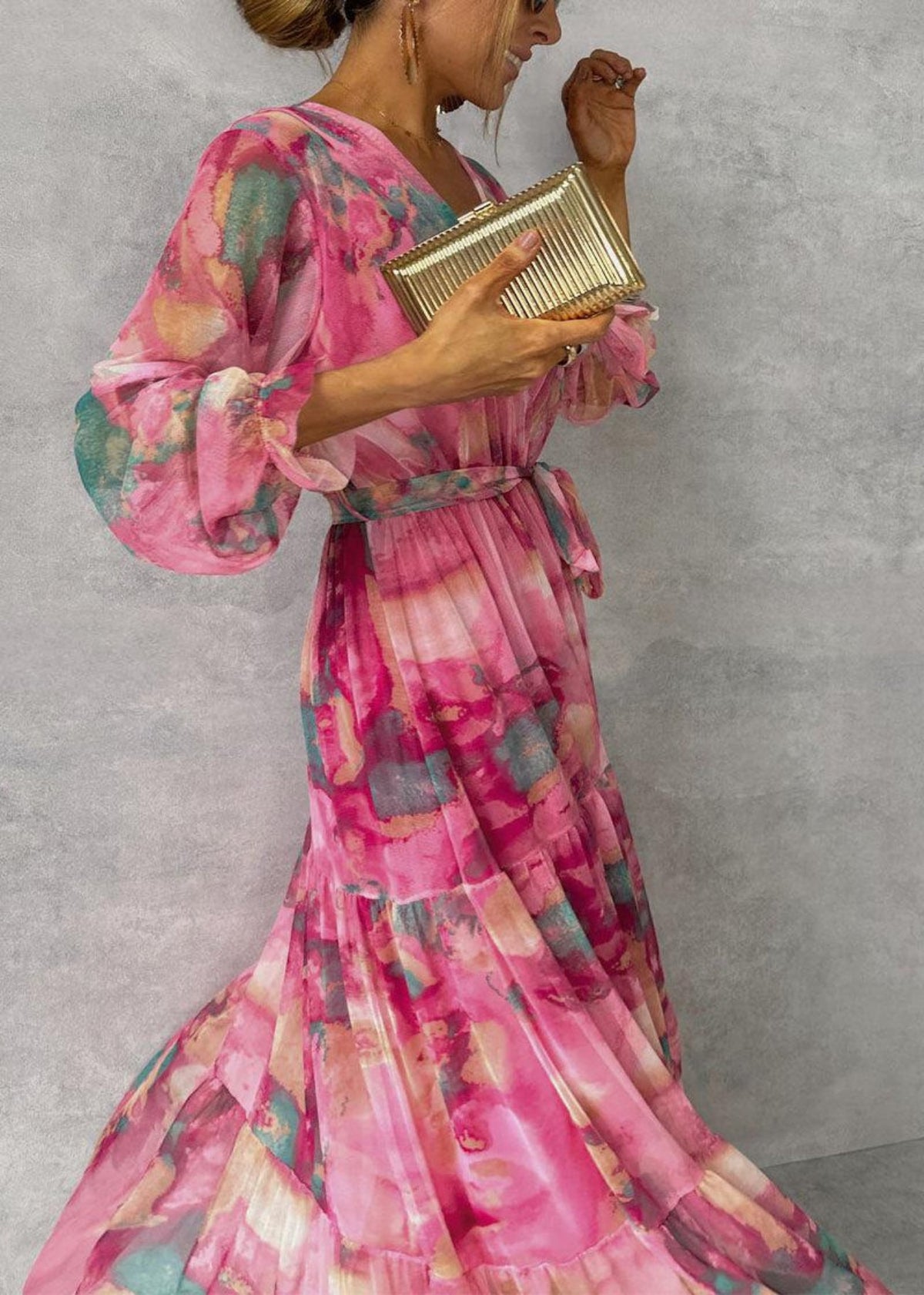 Millie | Stylish Floral Print Wrap Maxi Races Dress