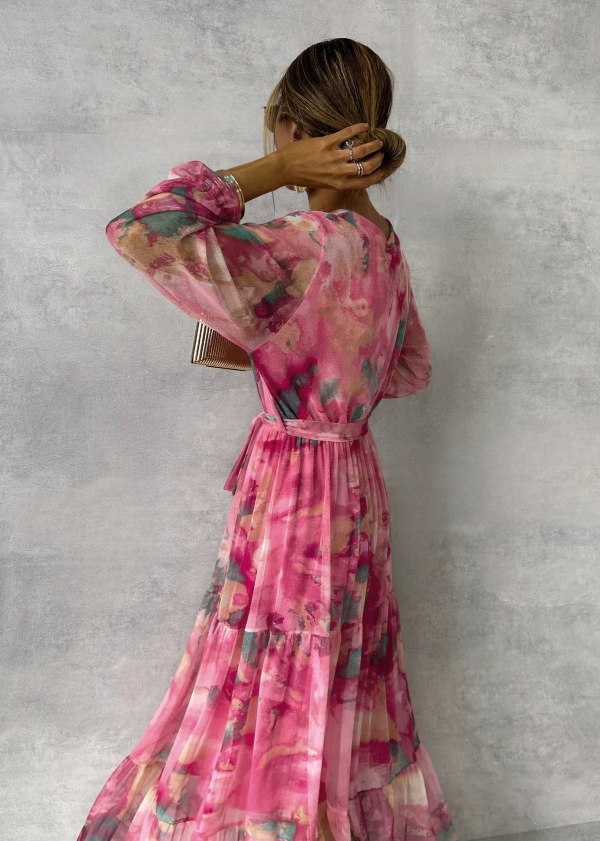 Millie | Stylish Floral Print Wrap Maxi Races Dress